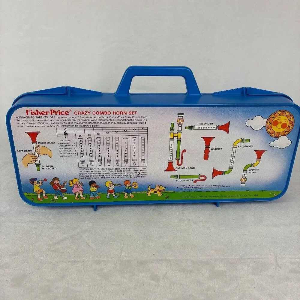Fisher-Price Crazy Combo Horn Set 804 Complete Vintage Toy w Case